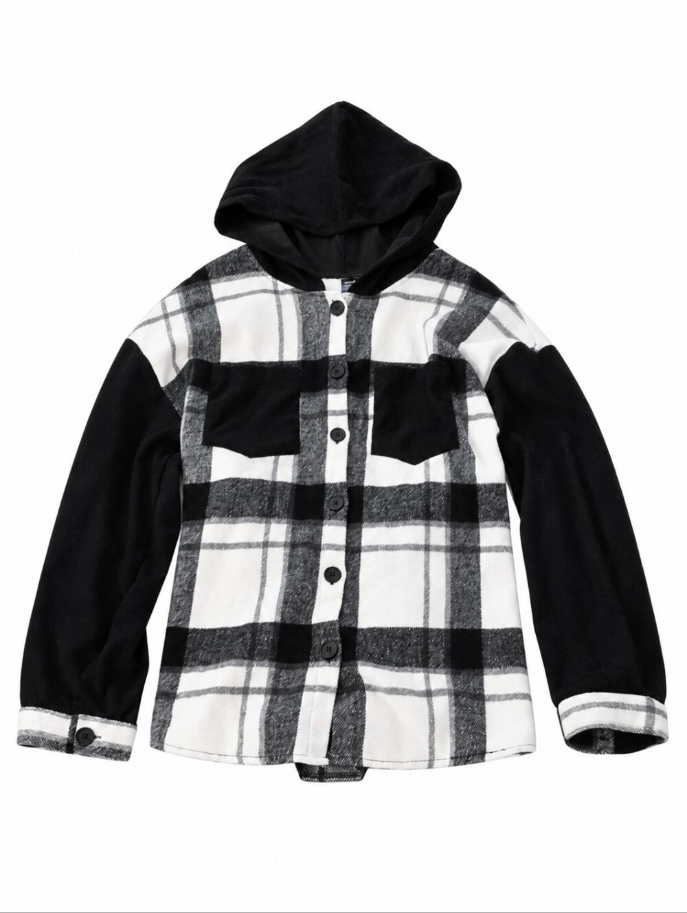 Womens Plaid Hooded Button Up
